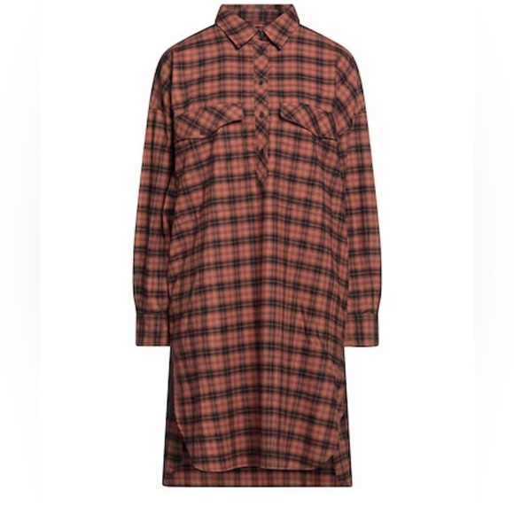 Closed Cotton Shirt Dress 100% Cotton Flannel Plaid Size Small Brown Black EUC - Picture 3 of 7